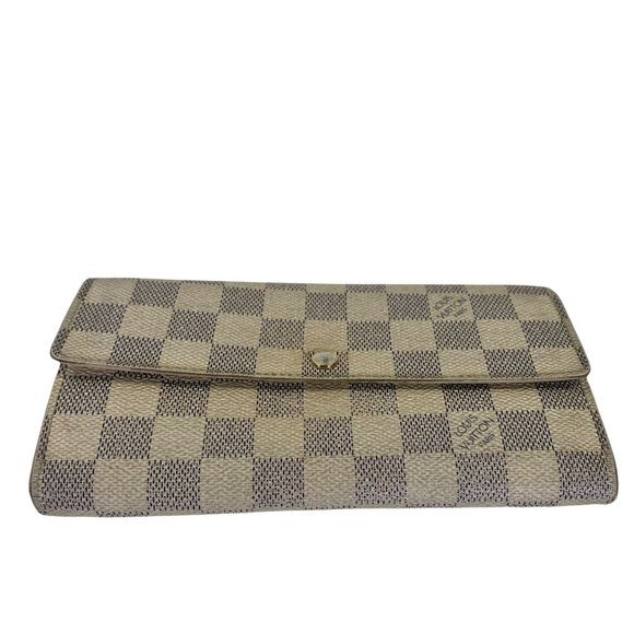 AUTHENTIC Louis Vuitton  WALLET LV Long Portefeuille Sarah White Damier Azul 183 - Picture 8 of 13